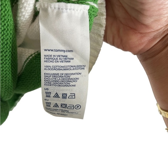 Tommy Hilfiger Sweater Teens Size L Striped V Neck Long Sleeves - Picture 4 of 6